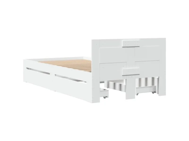 Hot vidaXL Bettgestell mit Kopfteil ohne Matratze Weiß 100x200 cm 3295576