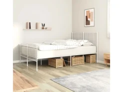 vidaXL Bettgestell mit Kopf- und Fußteil Metall Weiß 140x200 cm Modell 21629523