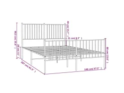 vidaXL Bettgestell mit Kopf- und Fußteil Metall Weiß 140x200 cm Modell 21629523
