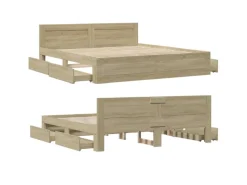 Outlet vidaXL Bettgestell mit Kopfteil Sonoma-Eiche 180x200 cm Holzwerkstoff2104136