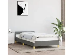 vidaXL Bettgestell mit Kopfteil Dunkelgrau 90x200 cm Stoff Modell 31399405