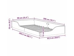 vidaXL Bettrahmen 90 x 200 cm Massives Kiefernholz 873389
