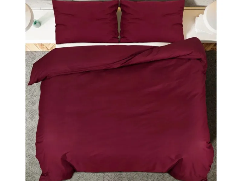 Outlet vidaXL Bettwäsche-Set Bordeaux 155x220 cm Leichte Mikrofaser 136039 Rot