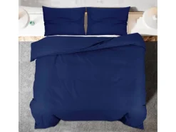 New vidaXL Bettwäsche-Set Marine 220x240 cm Baumwolle 136147 Blau