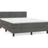 vidaXL Boxspringbett mit Matratze Dunkelgrau 140x200 cm Samt1399197