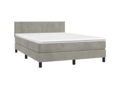 Clearance vidaXL Boxspringbett mit Matratze Hellgrau 140x200 cm Samt1389952