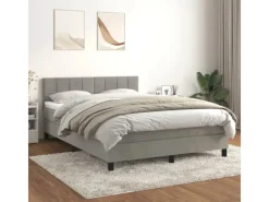 Clearance vidaXL Boxspringbett mit Matratze Hellgrau 140x200 cm Samt1389952