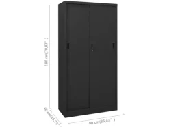 vidaXL Büroschrank mit Schiebetür Anthrazit 90x40x180 cm Stahl Modell 1