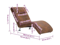 vidaXL Chaiselongue mit Kissen Braun Wildleder-Optik Modell 1