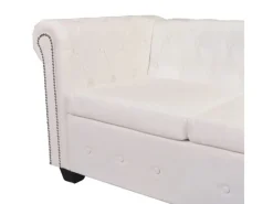 Discount vidaXL Chesterfield Ecksofa 5-Sitzer Kunstleder Weiß