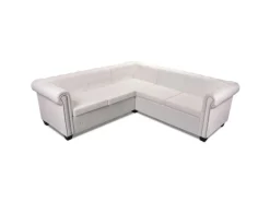 Discount vidaXL Chesterfield Ecksofa 5-Sitzer Kunstleder Weiß