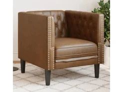 vidaXL Chesterfield-Sessel Braun Kunstleder in Wildleder-Optik 2164395