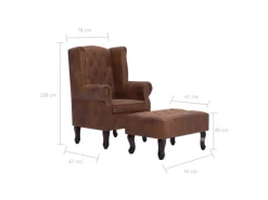 vidaXL Chesterfield-Sessel und Fußhocker Braun Wildleder-Optik