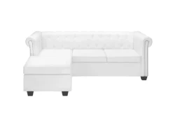 vidaXL Chesterfield-Sofa L-Form Kunstleder Weiß