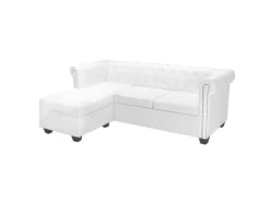 vidaXL Chesterfield-Sofa L-Form Kunstleder Weiß