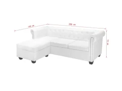vidaXL Chesterfield-Sofa L-Form Kunstleder Weiß