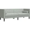 vidaXL Chesterfield-Sofa mit Nackenrollen 3-Sitzer Hellgrau Samt 2157821