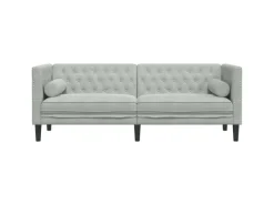 vidaXL Chesterfield-Sofa mit Nackenrollen 3-Sitzer Hellgrau Samt 2157821