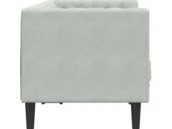 New vidaXL Chesterfield-Sofa mit Nackenrollen 2-Sitzer Hellgrau Samt 2144770