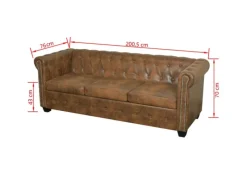 vidaXL Chesterfield-Sofa 3-Sitzer Kunstleder Braun