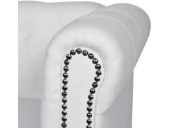 vidaXL Chesterfield-Sofa 3-Sitzer Kunstleder Weiß