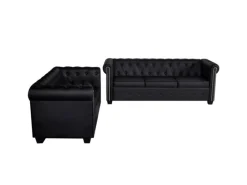 vidaXL Chesterfield-Sofas 2-Sitzer und 3-Sitzer Kunstleder Schwarz
