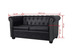 vidaXL Chesterfield-Sofas 2-Sitzer und 3-Sitzer Kunstleder Schwarz