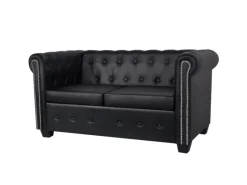 vidaXL Chesterfield-Sofas 2-Sitzer und 3-Sitzer Kunstleder Schwarz