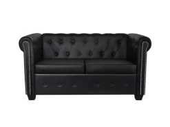 vidaXL Chesterfield-Sofas 2-Sitzer und 3-Sitzer Kunstleder Schwarz