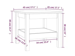 vidaXL Couchtisch 45x45x40 cm Massivholz Kiefer 814265