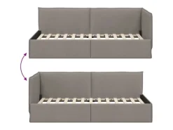 Online vidaXL Eckbettgestell mit Kopfteil 100 x 200 cm Stoff 42016476 Taupe