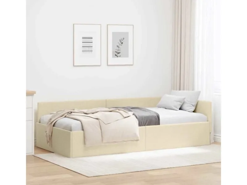 vidaXL Eckbettgestell mit Kopfteil 80 x 200 cm Stoff 42016033