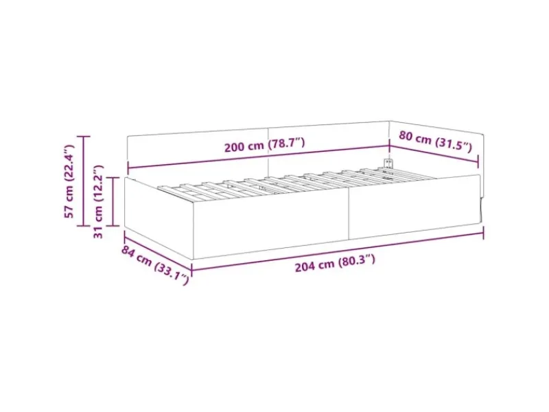 vidaXL Eckbettgestell mit Kopfteil 80 x 200 cm Stoff 42016033