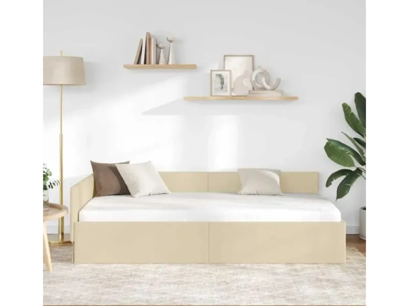 vidaXL Eckbettgestell mit Kopfteil 80 x 200 cm Stoff 42016033