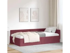 New vidaXL Eckbettgestell mit Kopfteil 90 x 200 cm Stoff 42016046 Weinrot