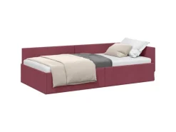 New vidaXL Eckbettgestell mit Kopfteil 90 x 200 cm Stoff 42016046 Weinrot