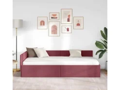 New vidaXL Eckbettgestell mit Kopfteil 90 x 200 cm Stoff 42016046 Weinrot