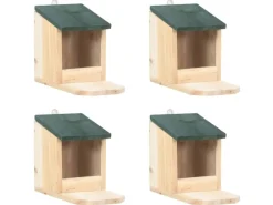 vidaXL Eichhörnchen Futterhäuser 4 Stk. Tannenholz