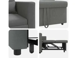 Best vidaXL Einzel-Schlafsofa mit Rädern 90 x 165 x 87 cm Stoff 42002685 Dunkelgrau