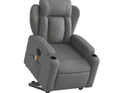 vidaXL Elektrischer Massagesessel mit Aufstehhilfe Dunkelgrau Stoff Modell 6