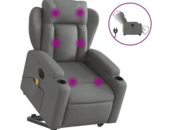 vidaXL Elektrischer Massagesessel mit Aufstehhilfe Dunkelgrau Stoff Modell 6