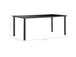 vidaXL Esstisch Schwarz 180 x 90 x 75 cm Hartglas Metall