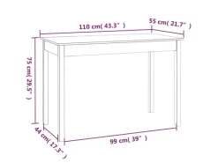 vidaXL Esstisch 110x55x75 cm Massivholz Kiefer