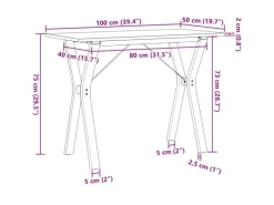 vidaXL Esstisch Y-Gestell 100x50x75 cm Massivholz Kiefer und Gusseisen