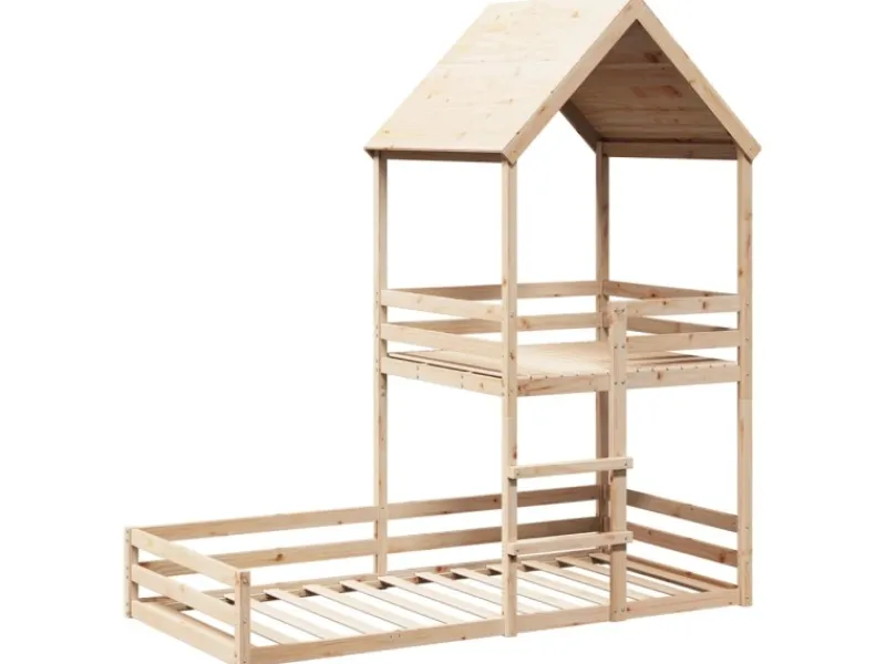 vidaXL Etagenbett mit Dach 80x200 cm Massivholz Kiefer2012220