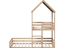 vidaXL Etagenbett mit Dach 80x200 cm Massivholz Kiefer2012220