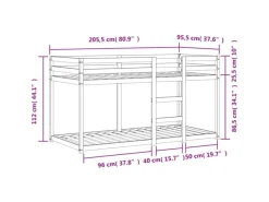 vidaXL Etagenbett Wachsbraun 90x200 cm Massivholz Kiefer1954607