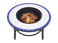 Online vidaXl Feuerstelle Mosaik Keramik Blau und Weiß 68 cm