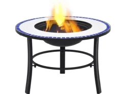 Online vidaXl Feuerstelle Mosaik Keramik Blau und Weiß 68 cm