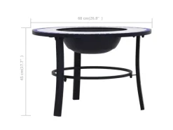 Online vidaXl Feuerstelle Mosaik Keramik Blau und Weiß 68 cm